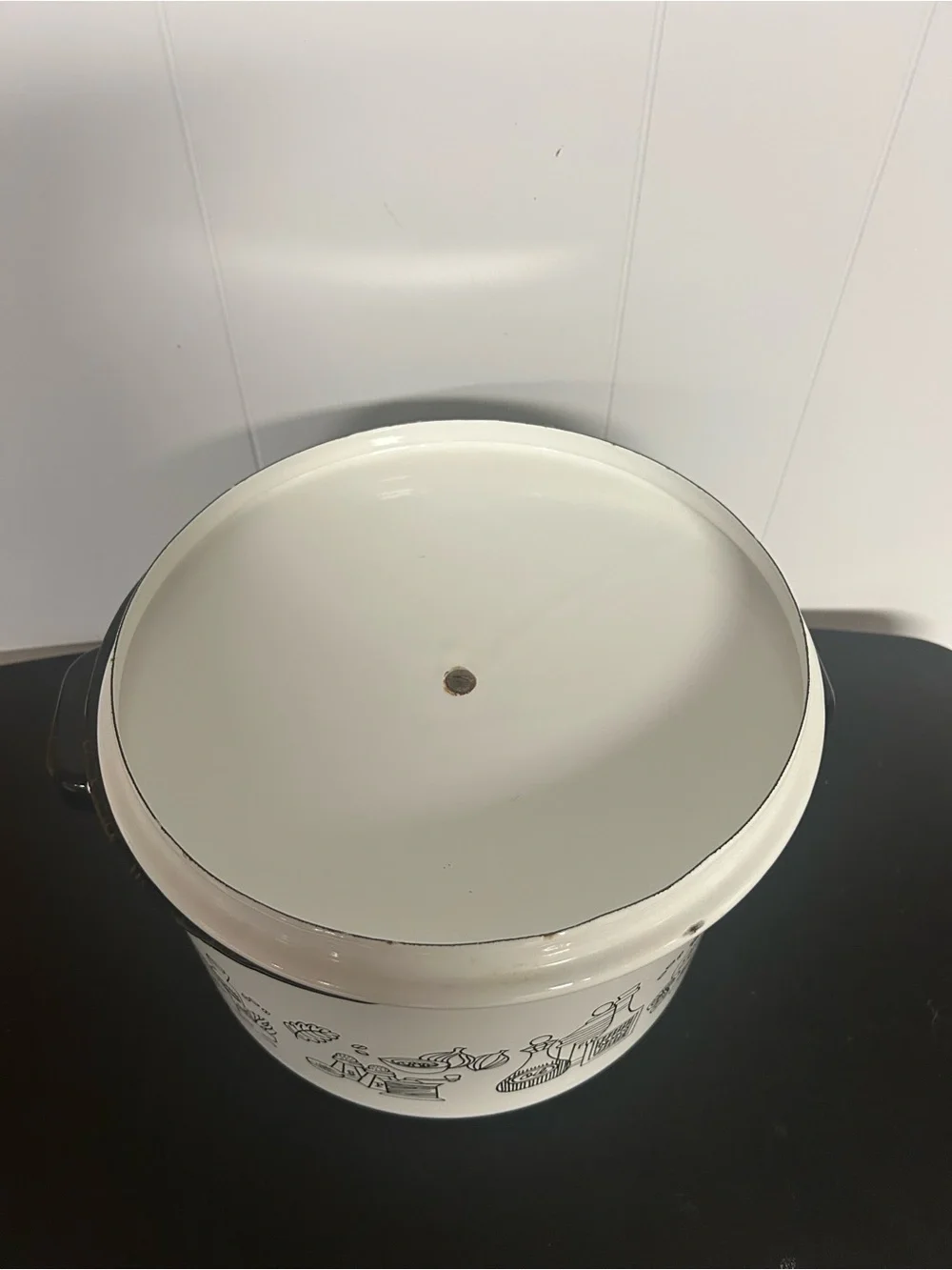 Vintage Ceramic-Met retro enamel lidded stock pot 1960 1970